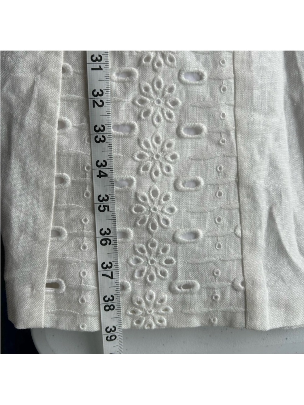 REISS Clarise Embroidered Eyelet Linen Midi Dress Size 6 Ivory White Graduation - Picture 16 of 16
